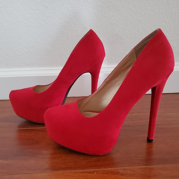 Charlotte Russe red suede heels - Picture 1 of 5